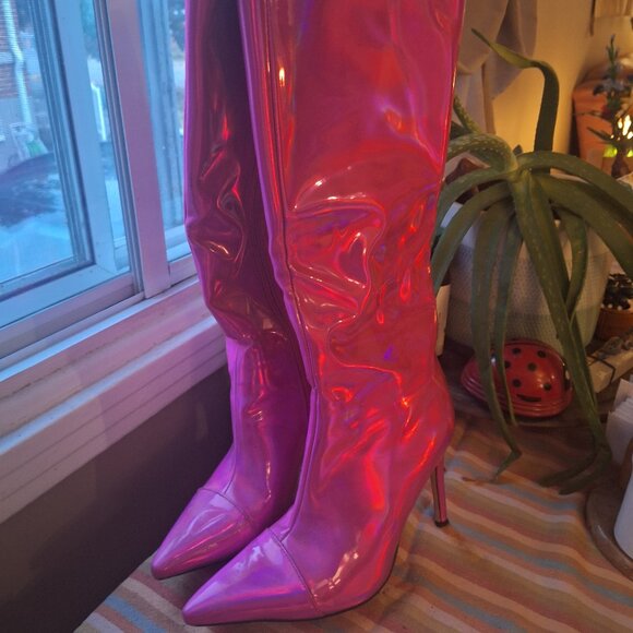 Hot pink knee high boots - Picture 1 of 7